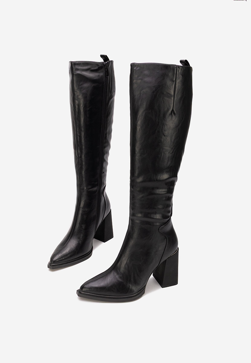 Cizme cu toc gros Ricardia negre