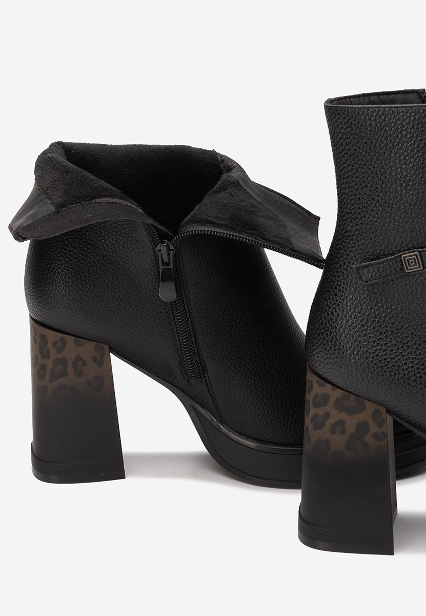 Botine cu toc gros Rannia negre