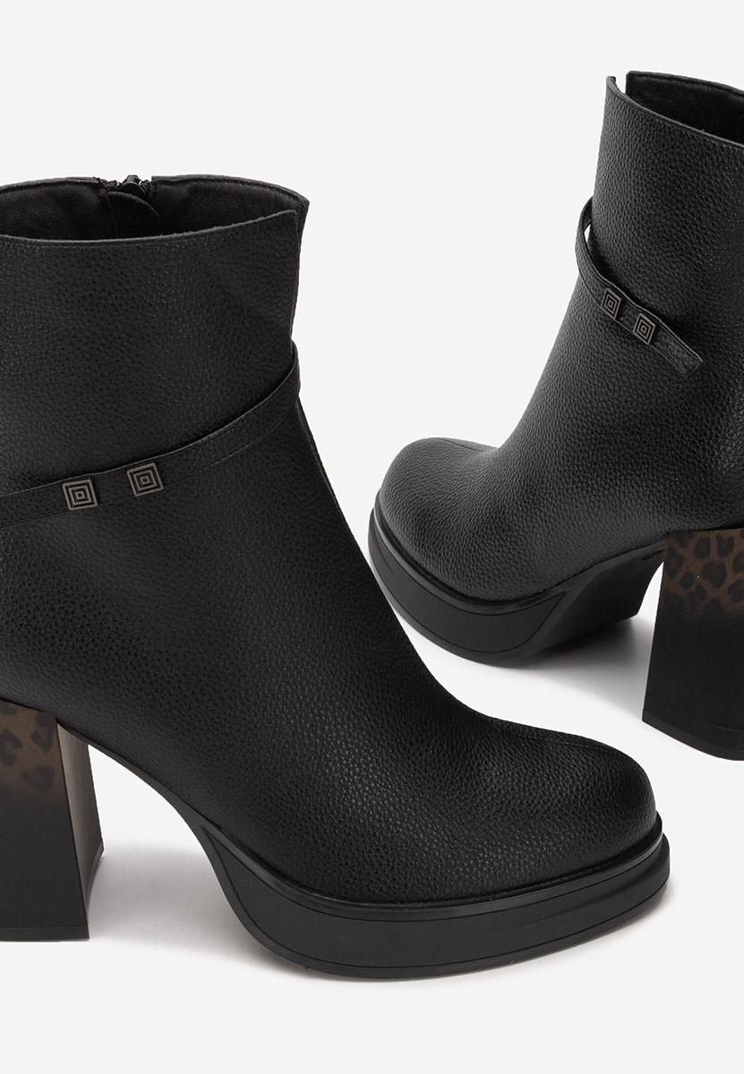 Botine cu toc gros Rannia V2 negre