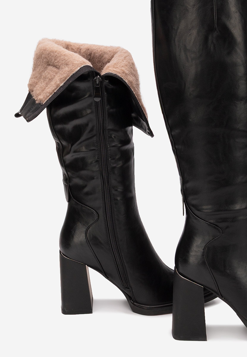 Cizme cu toc gros Ricardia negre