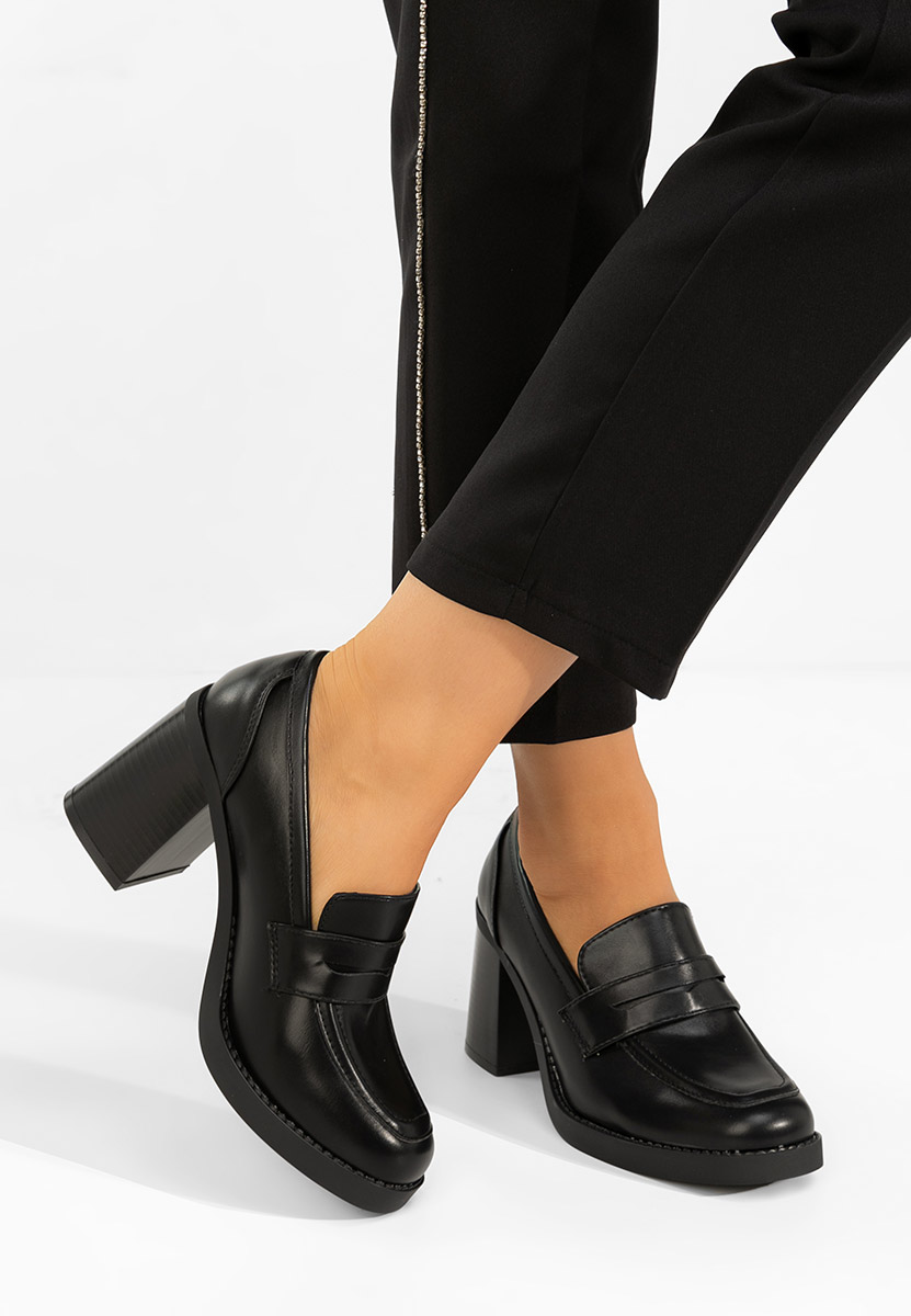 Mocasini cu toc Zenova negri