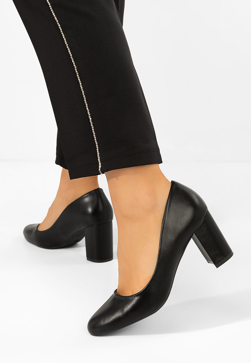 Pantofi cu toc gros Jamelia negri