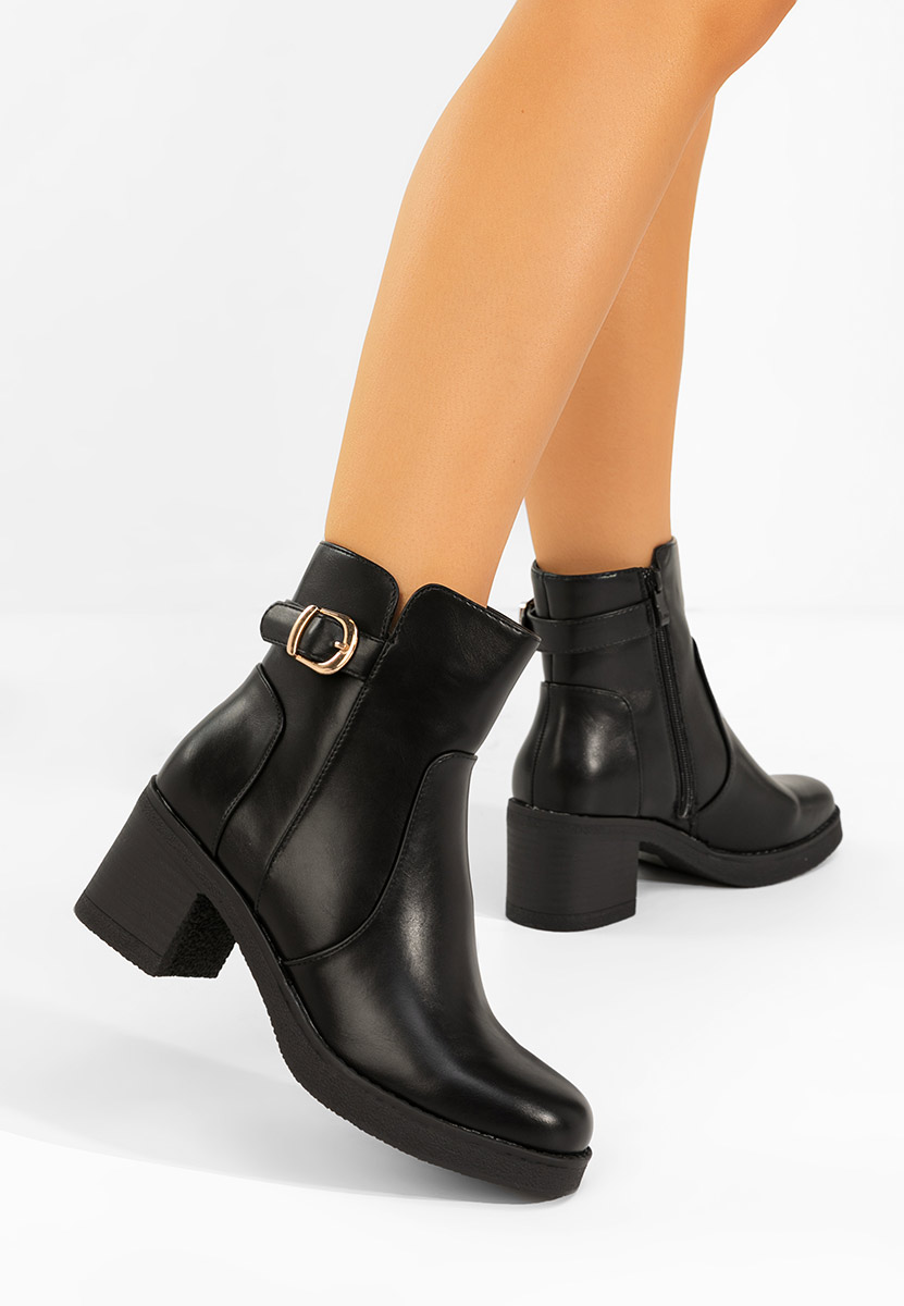 Botine cu toc gros Aidelia negre