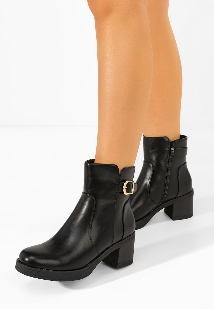 Botine cu toc gros Aidelia negre