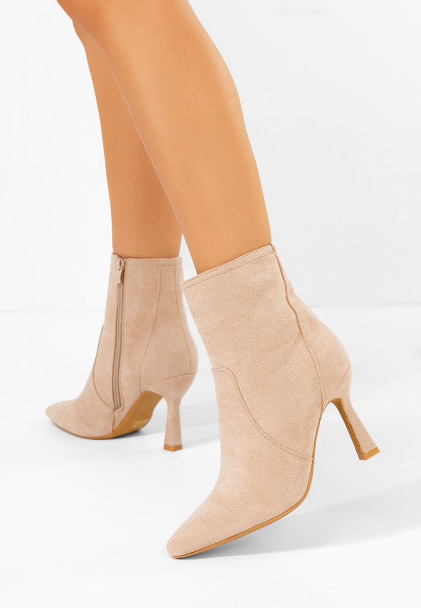 Botine cu toc subtire Danelia bej