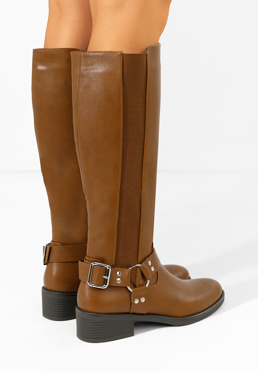 Cizme cu toc mic Mellissa camel