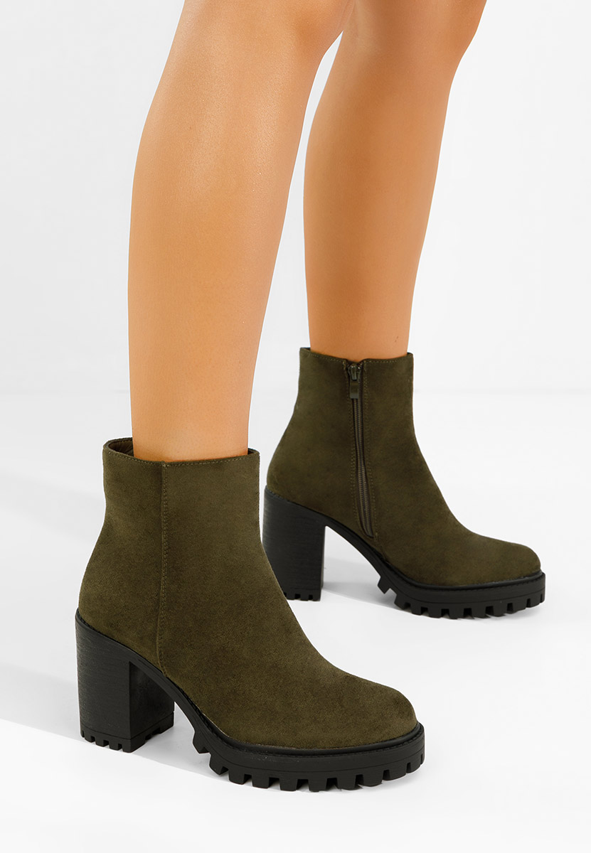 Botine cu toc gros Cavira verzi