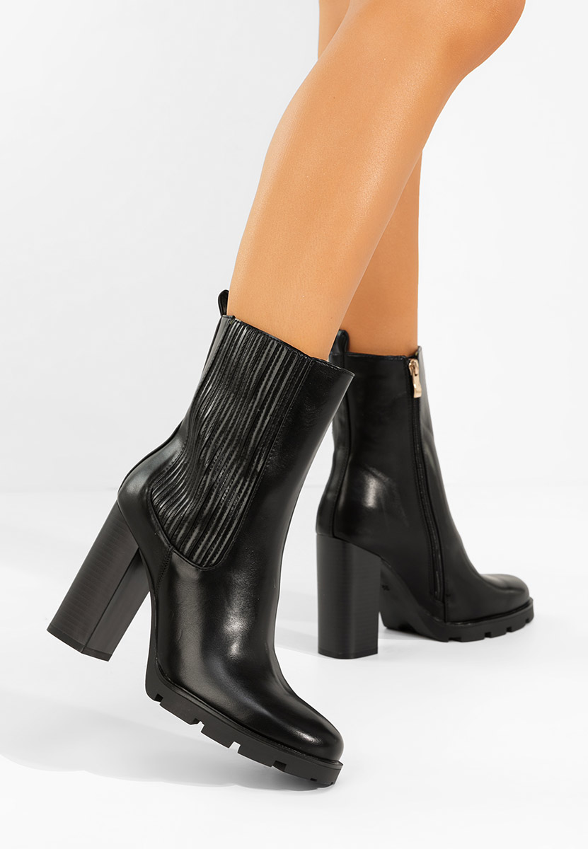 Botine cu toc gros Cosmira negre