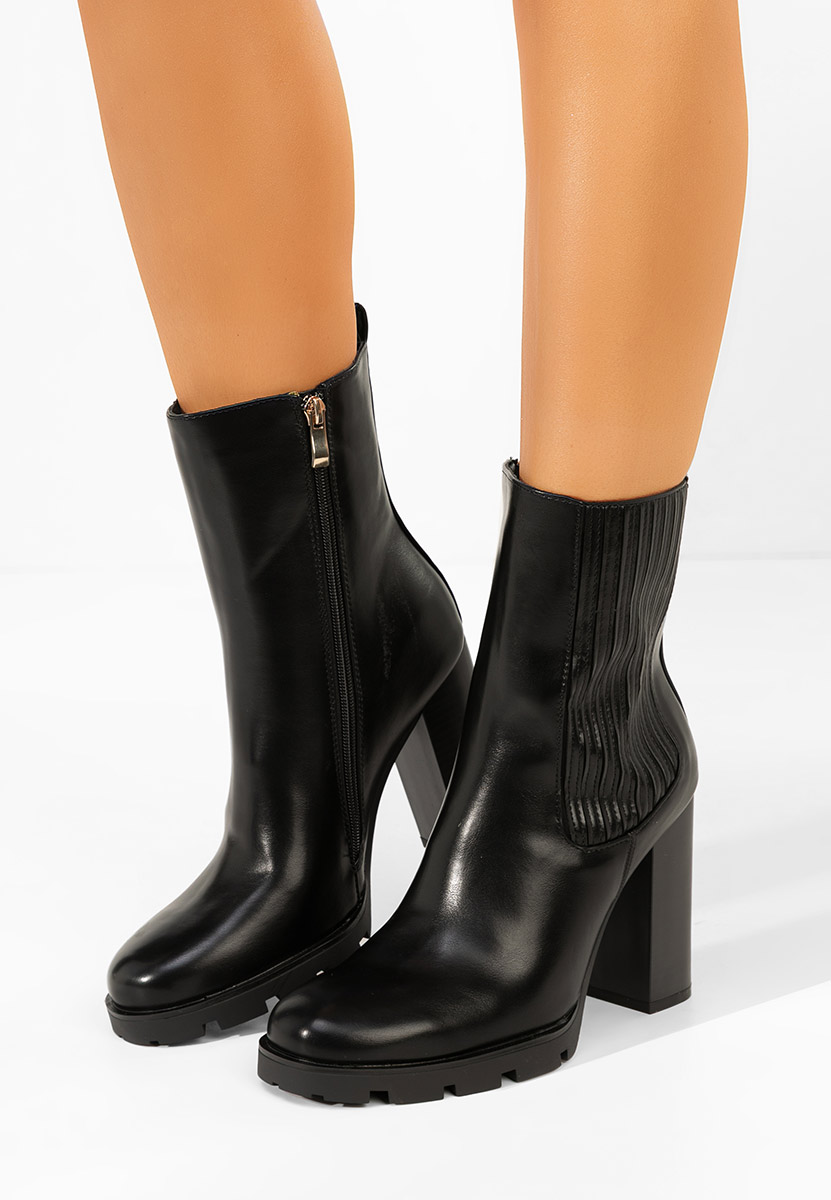 Botine cu toc gros Cosmira negre