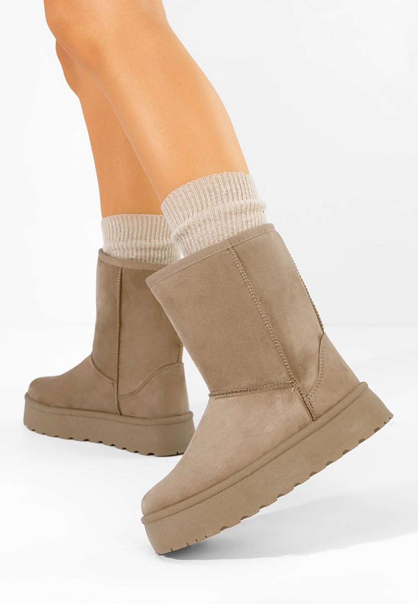 Cizme tip ugg cu platformă Luisana kaki