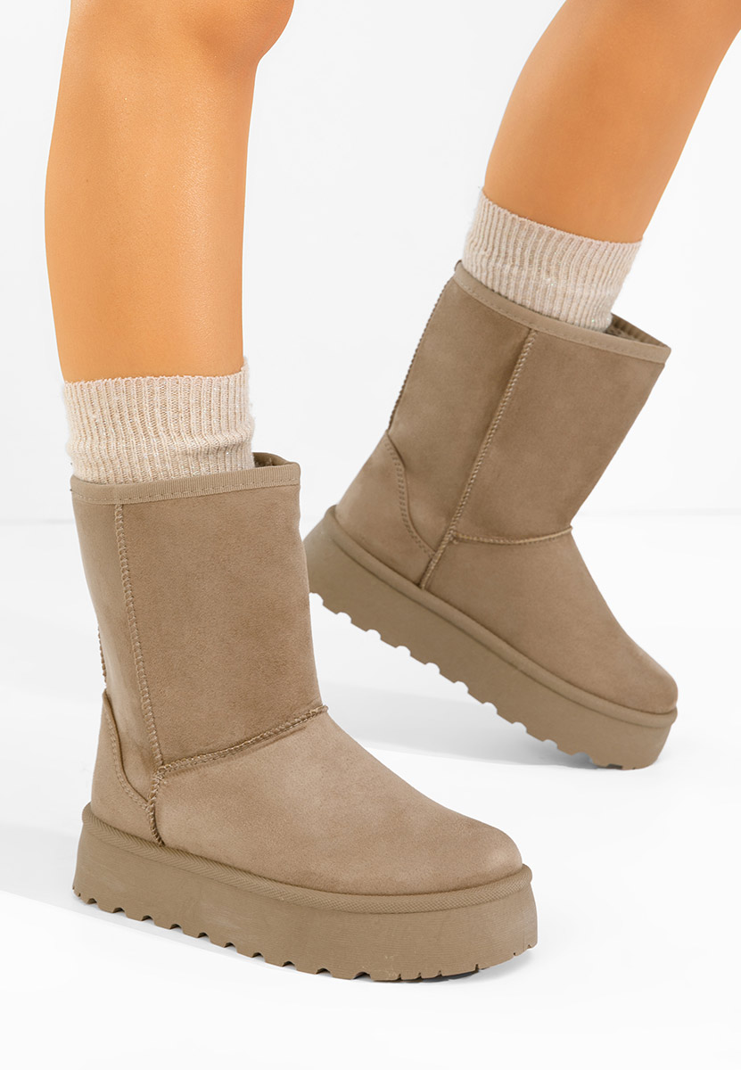 Cizme tip ugg cu platformă Luisana kaki