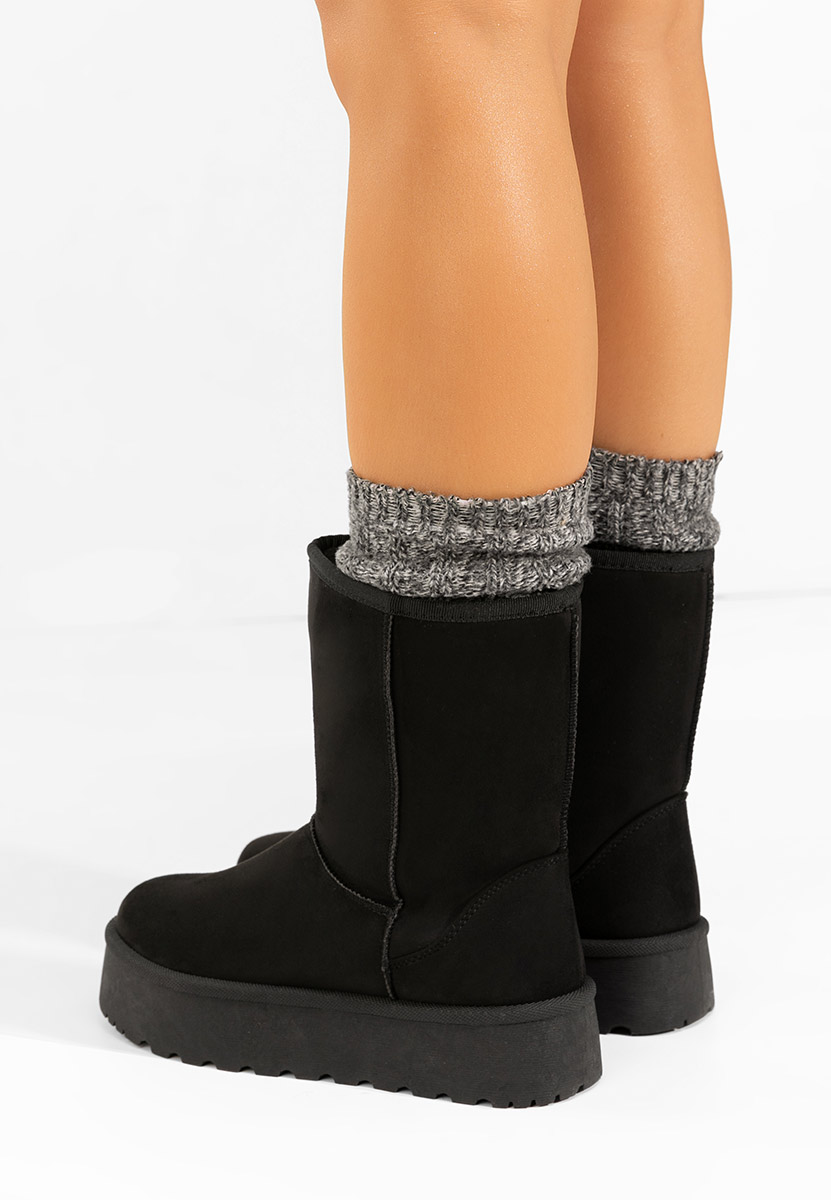 Cizme tip ugg cu platformă Luisana negre