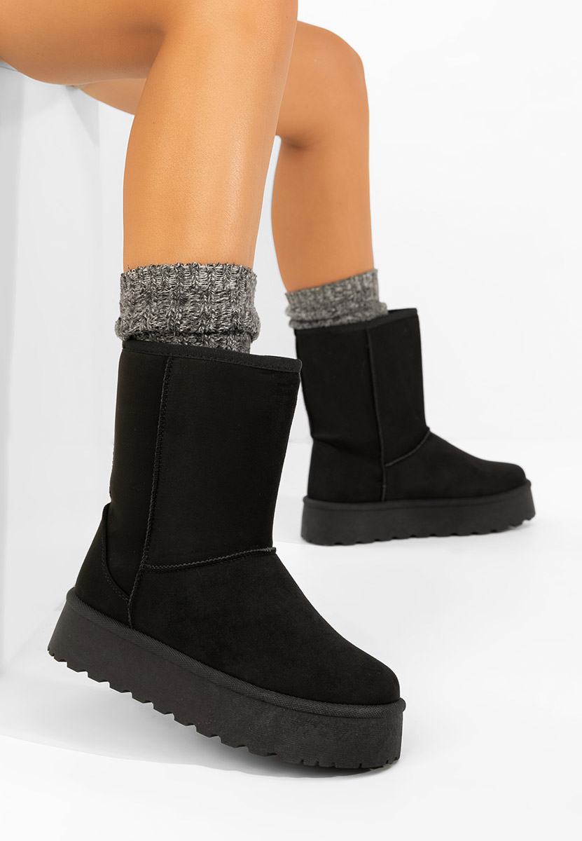 Cizme tip ugg cu platformă Luisana negre
