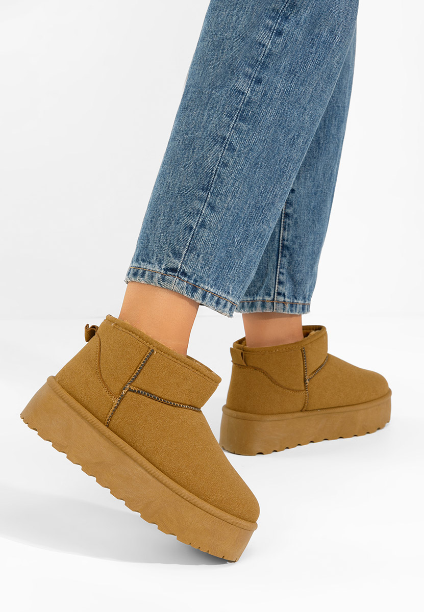 Cizme tip ugg Sereena camel
