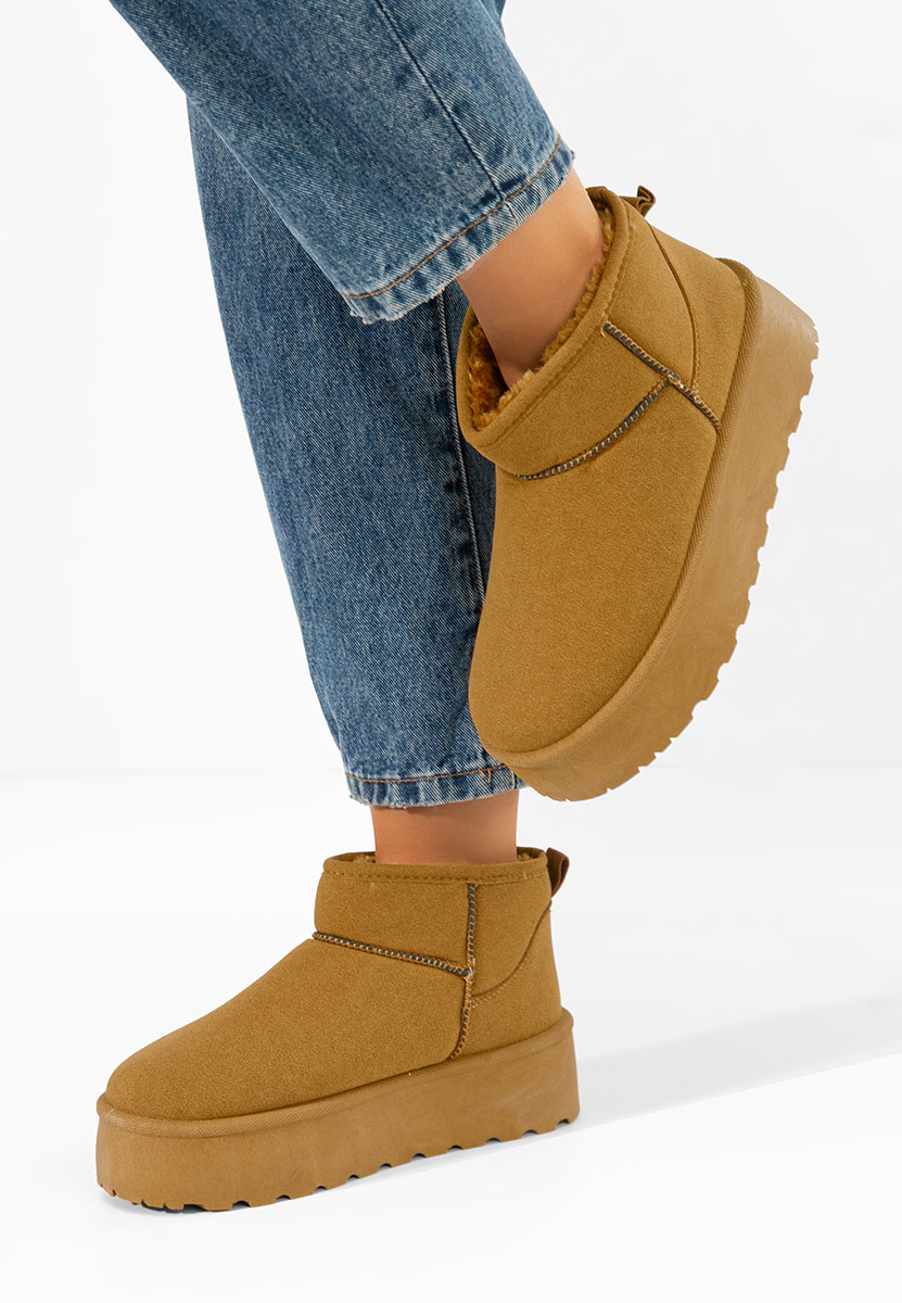 Cizme tip ugg Sereena camel