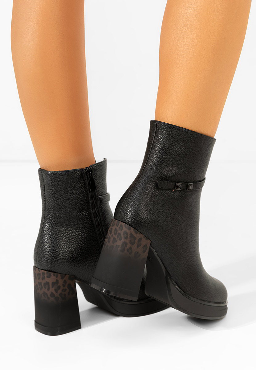 Botine cu toc gros Rannia negre