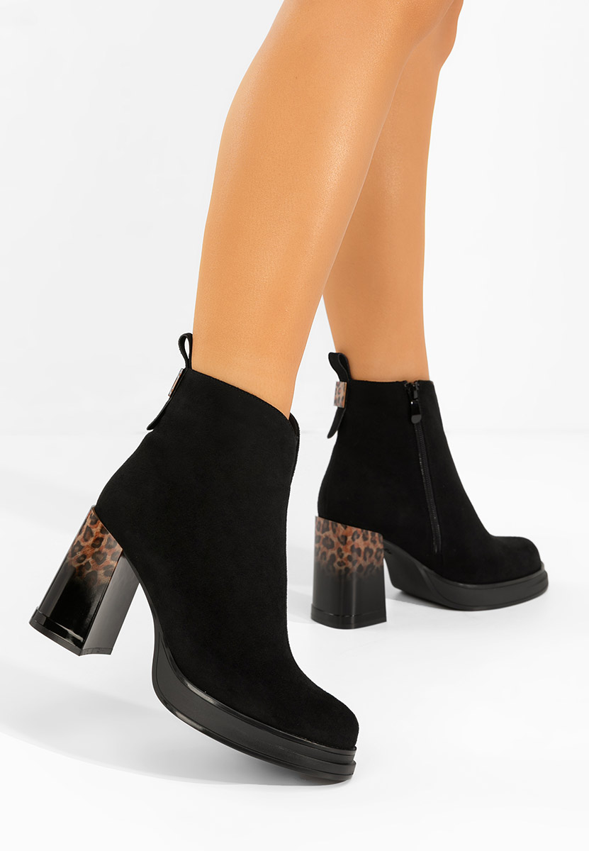 Botine cu toc gros Astonia negre