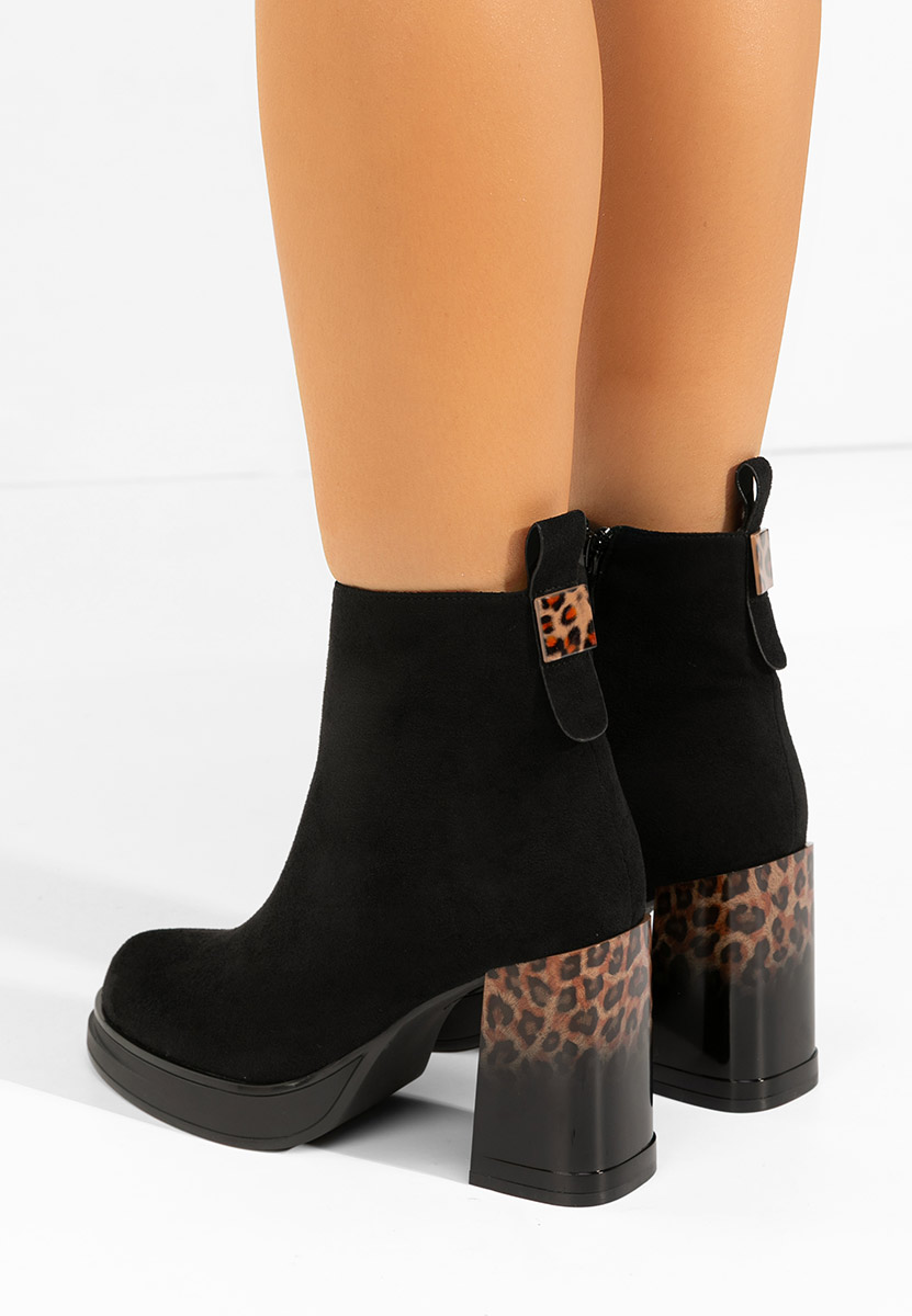 Botine cu toc gros Astonia negre