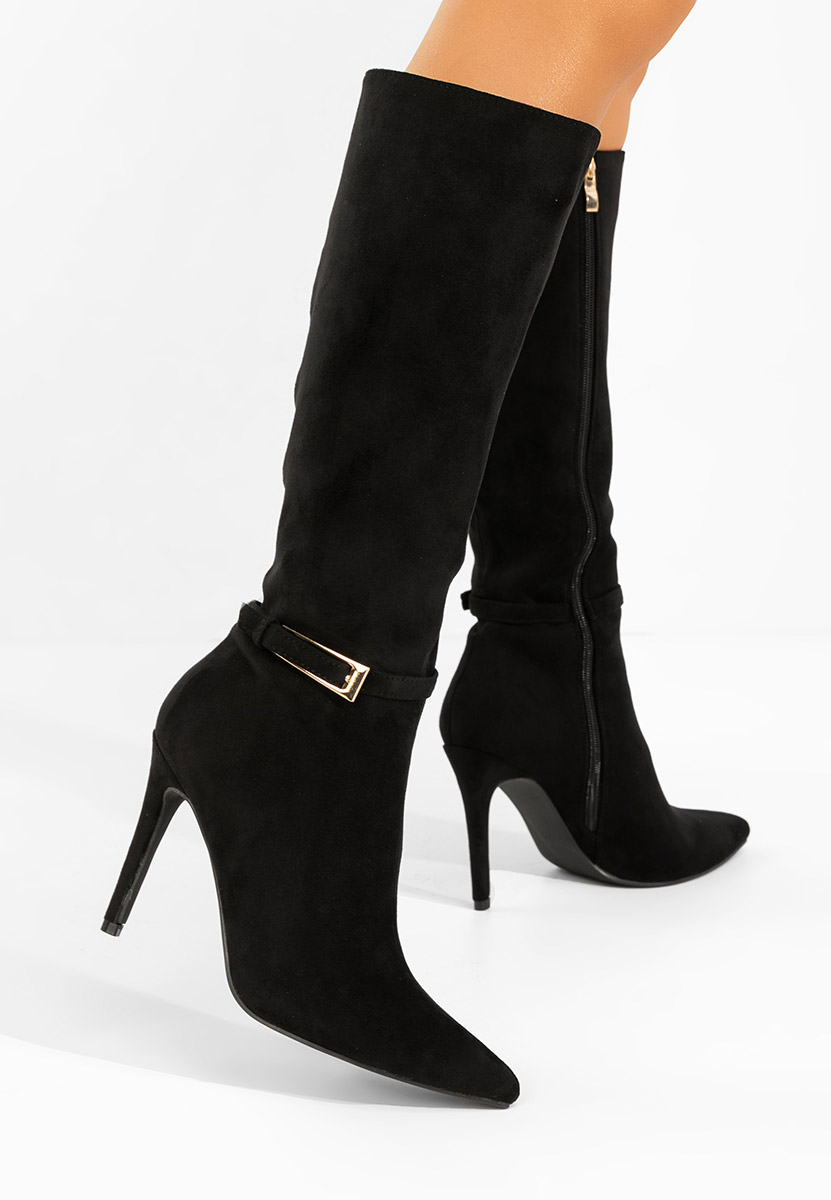 Cizme cu toc subtire Narcisia negre