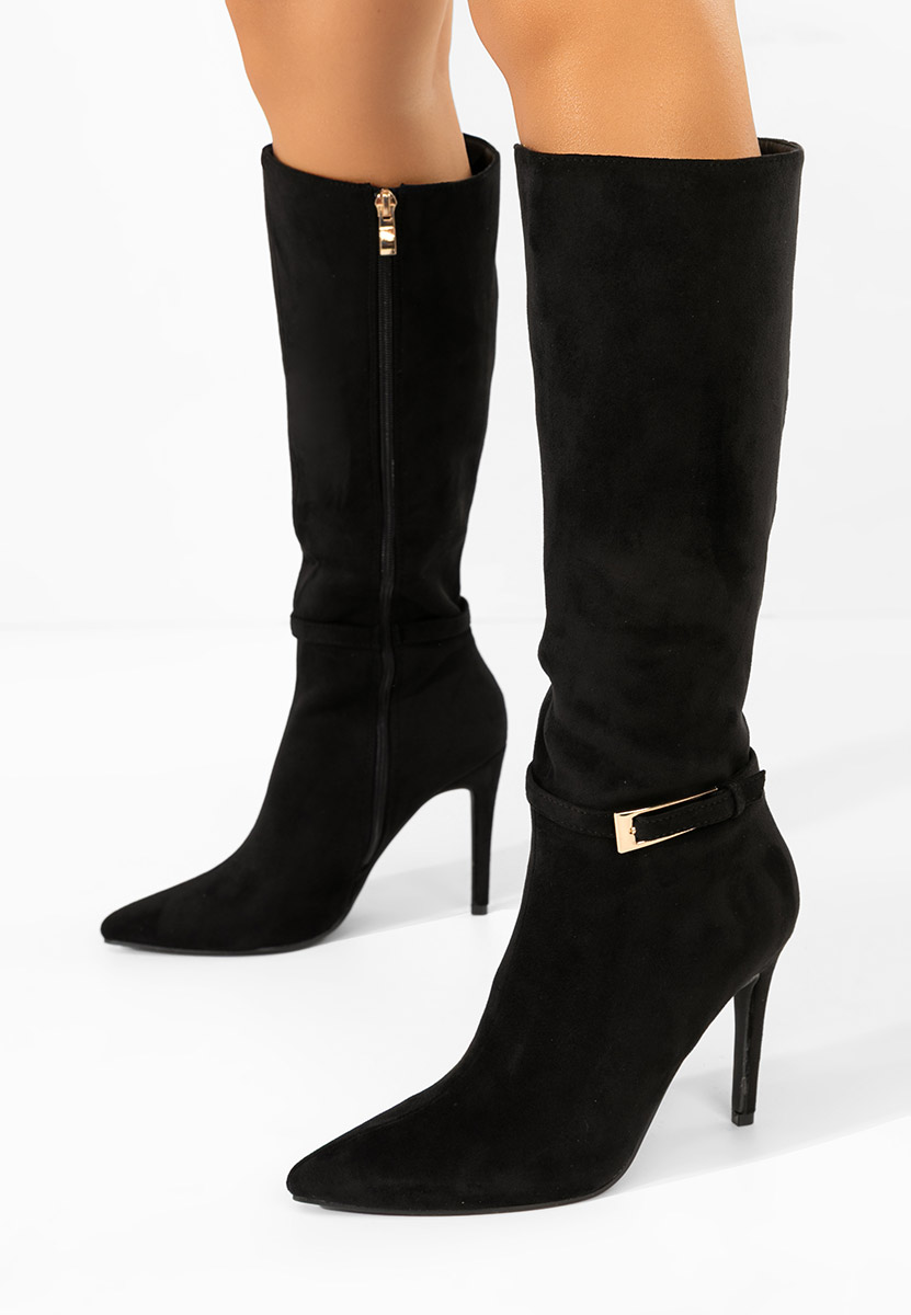 Cizme cu toc subtire Narcisia negre