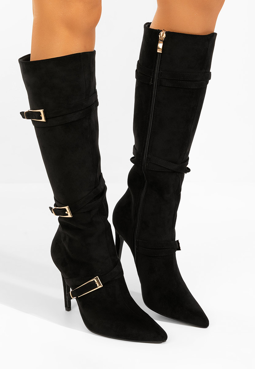 Cizme cu toc subtire Ernesia negre