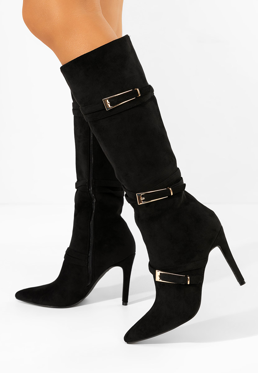 Cizme cu toc subtire Ernesia negre