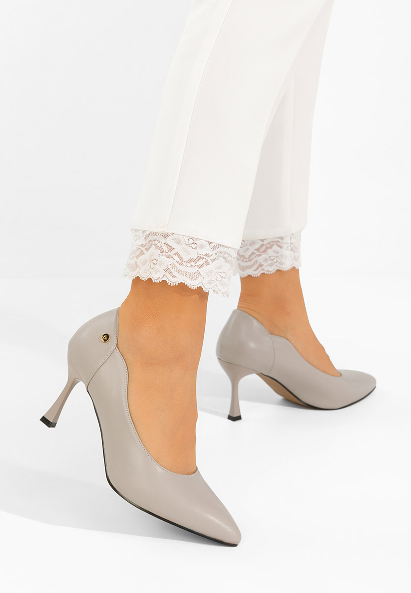 Pantofi cu toc subtire Karita gri