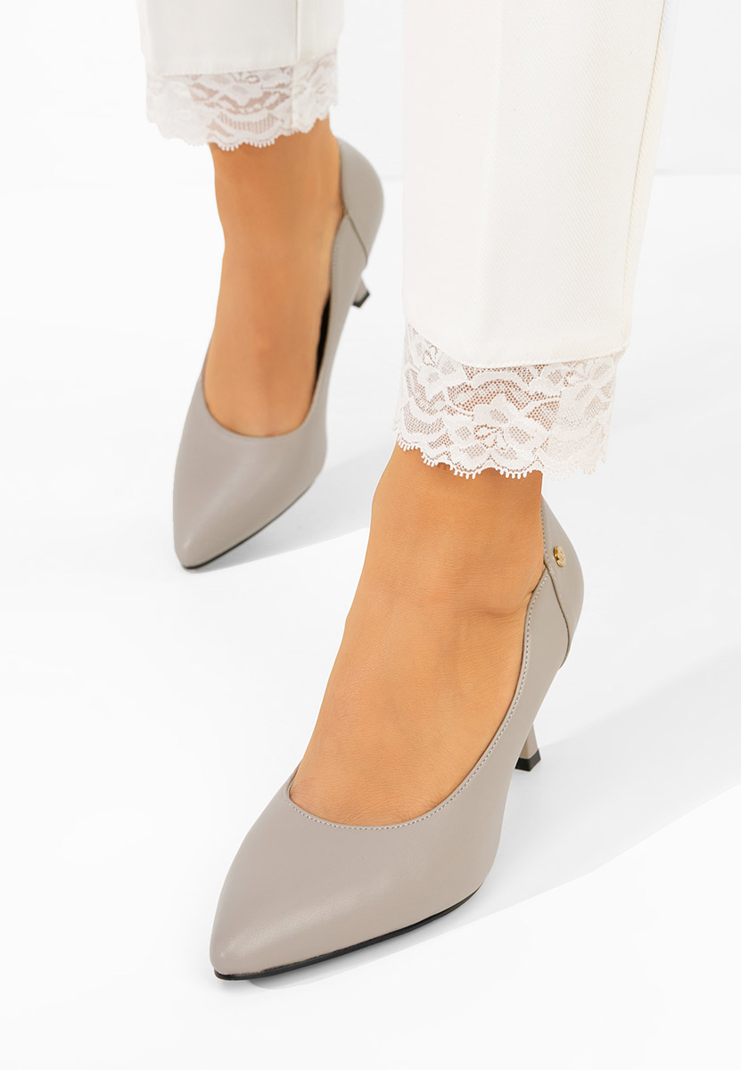 Pantofi cu toc subtire Karita gri