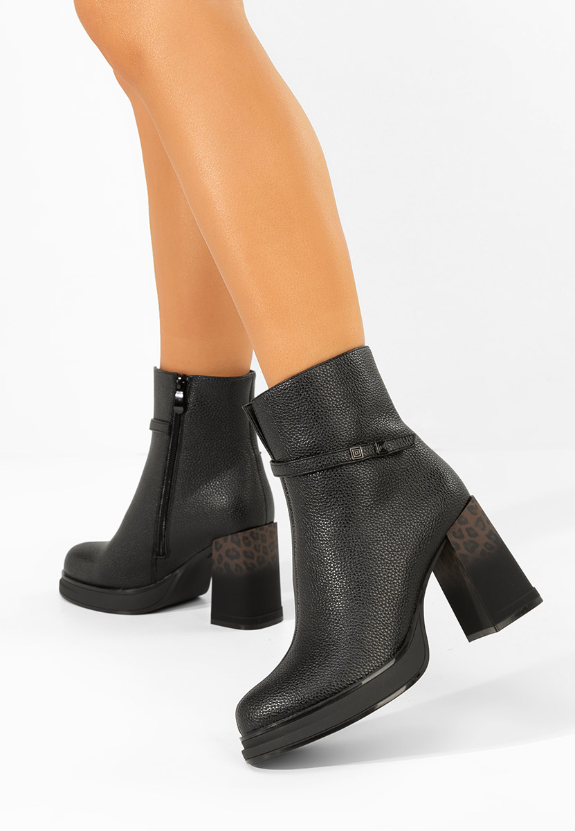 Botine cu toc gros Rannia V2 negre