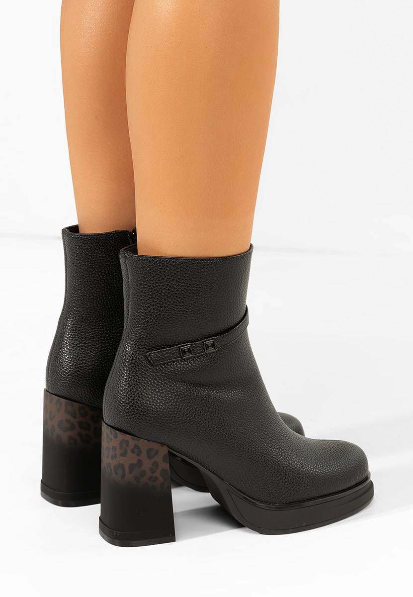 Botine cu toc gros Rannia V2 negre