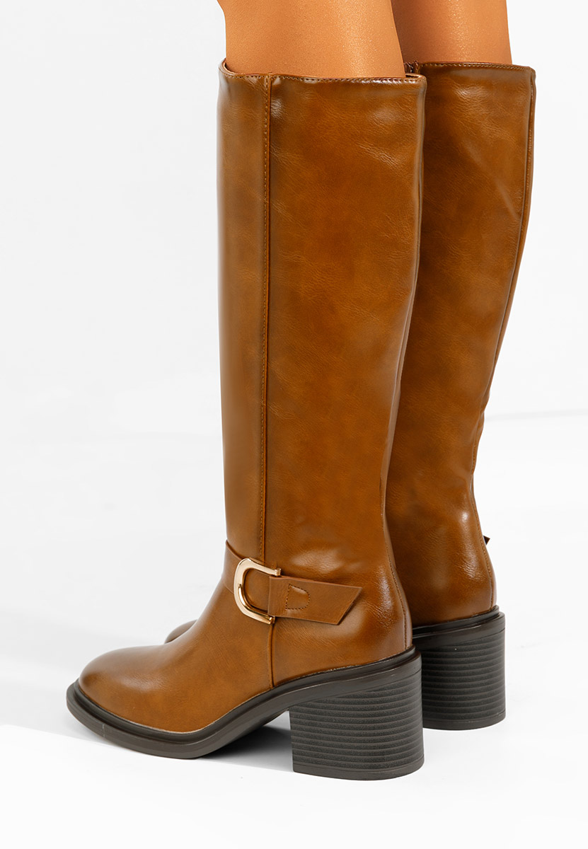 Cizme cu toc gros Nistoria camel