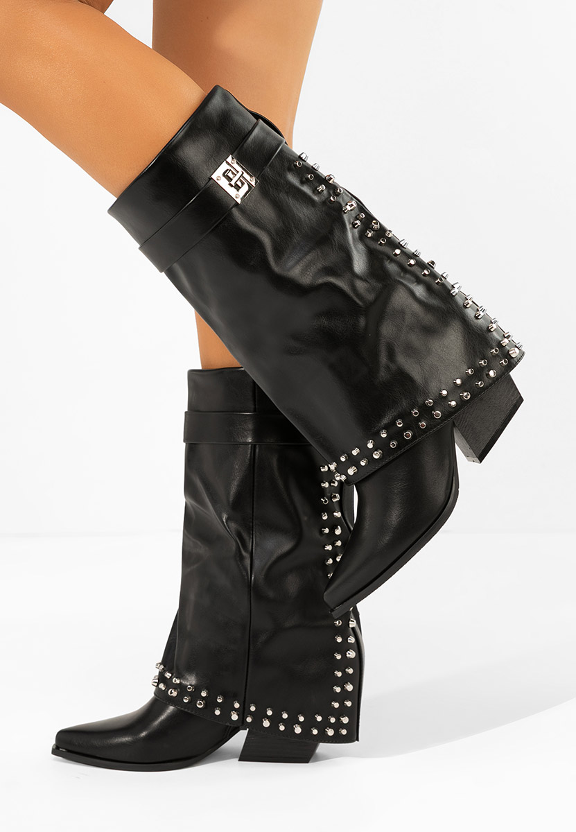 Cizme cu toc gros Naielia negre