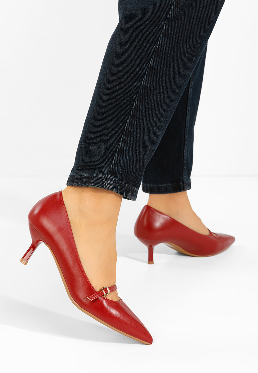 Pantofi stiletto cu toc mic Rilora rosii