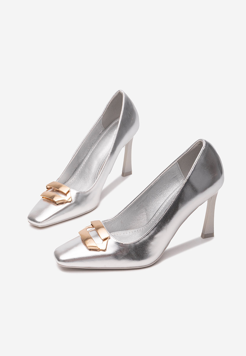 Pantofi cu toc subtire Xeresa argintii