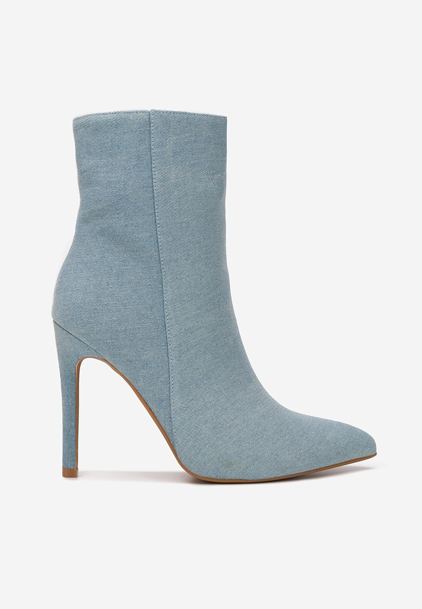 Botine cu toc subtire Cendria denim