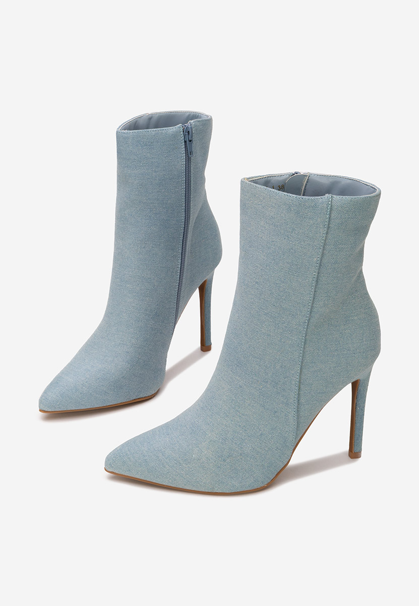 Botine cu toc subtire Cendria denim