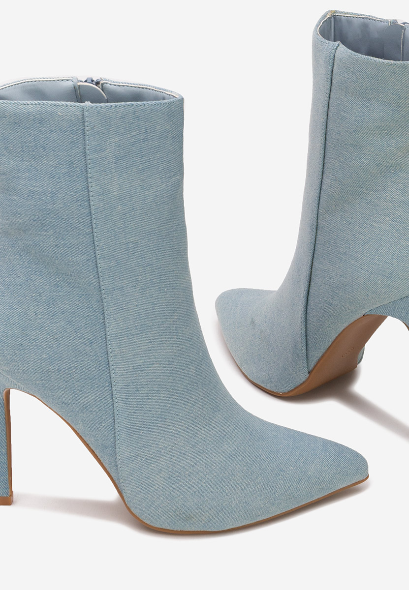 Botine cu toc subtire Cendria denim
