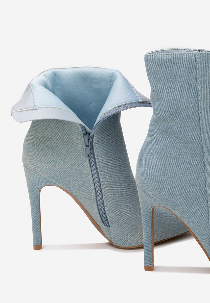 Botine cu toc subtire Cendria denim
