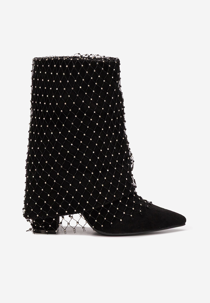 Botine cu toc gros Almaria negre