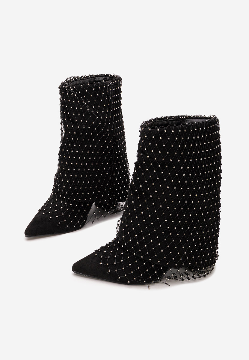 Botine cu toc gros Almaria negre