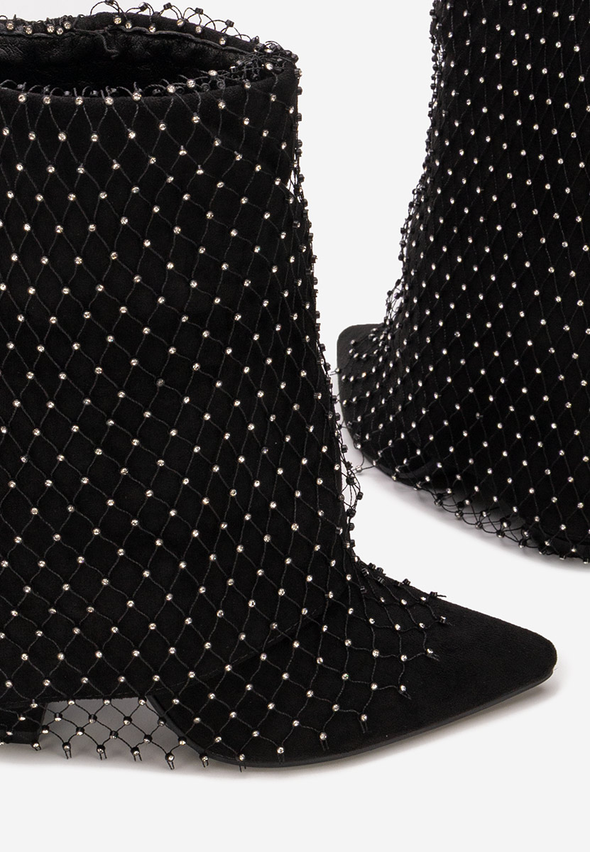 Botine cu toc gros Almaria negre