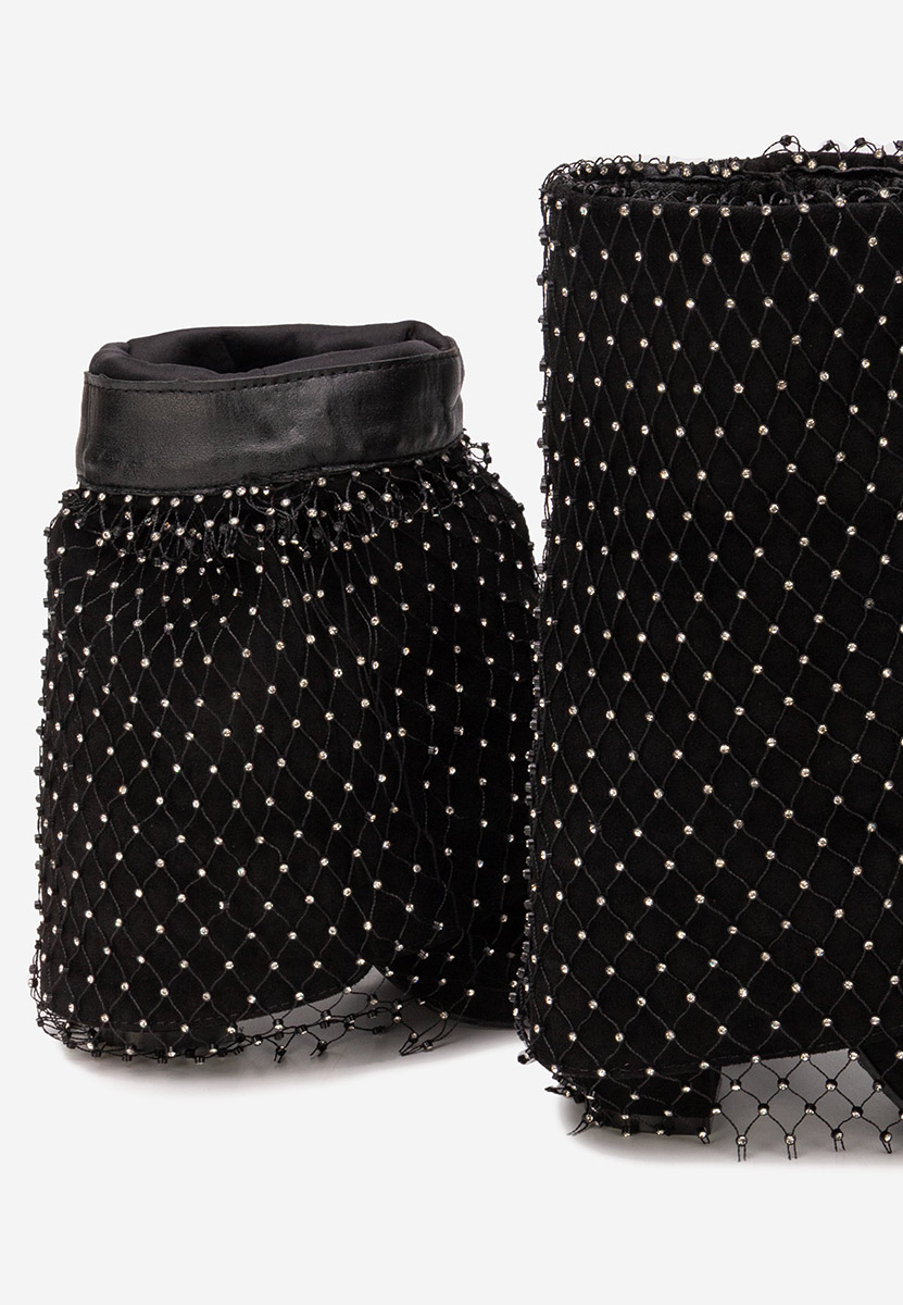 Botine cu toc gros Almaria negre