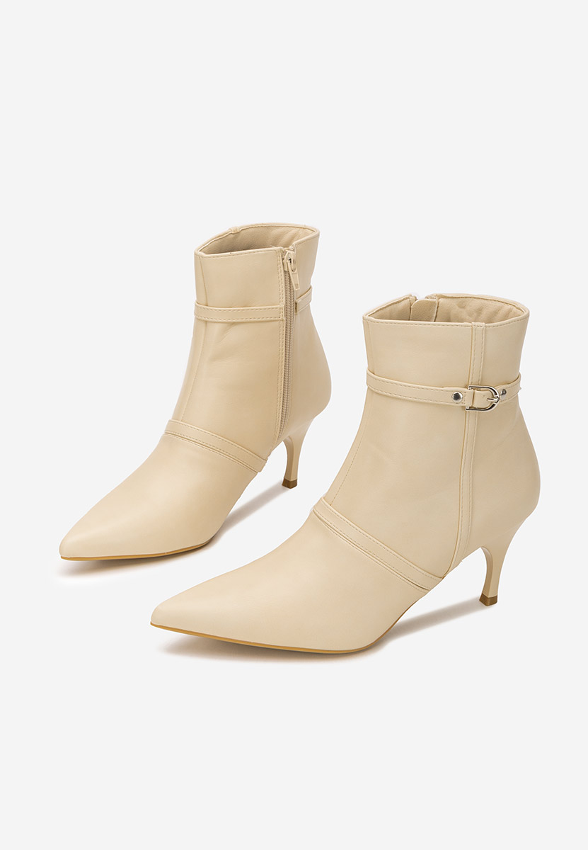 Botine cu toc subtire Aninia bej
