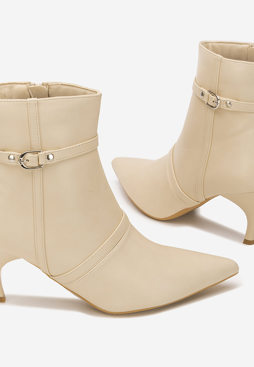 Botine cu toc subtire Aninia bej