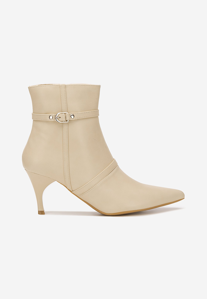 Botine cu toc subtire Aninia bej