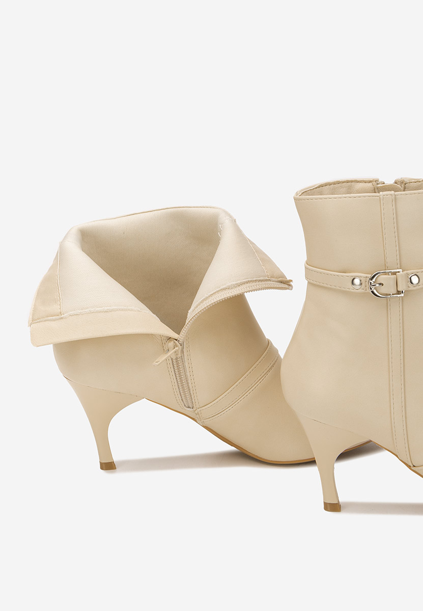 Botine cu toc subtire Aninia bej