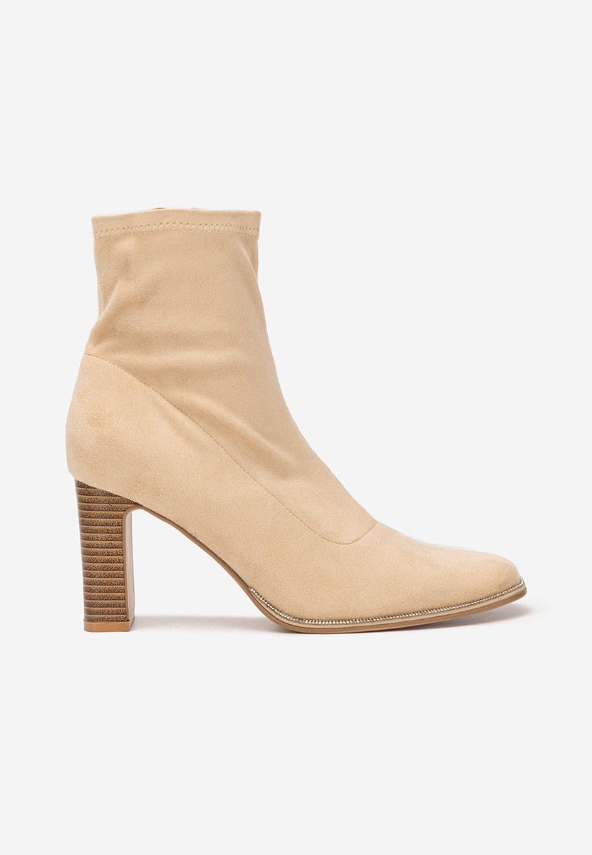 Botine cu toc gros Namelia bej
