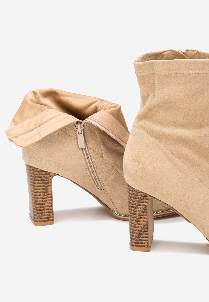 Botine cu toc gros Namelia bej