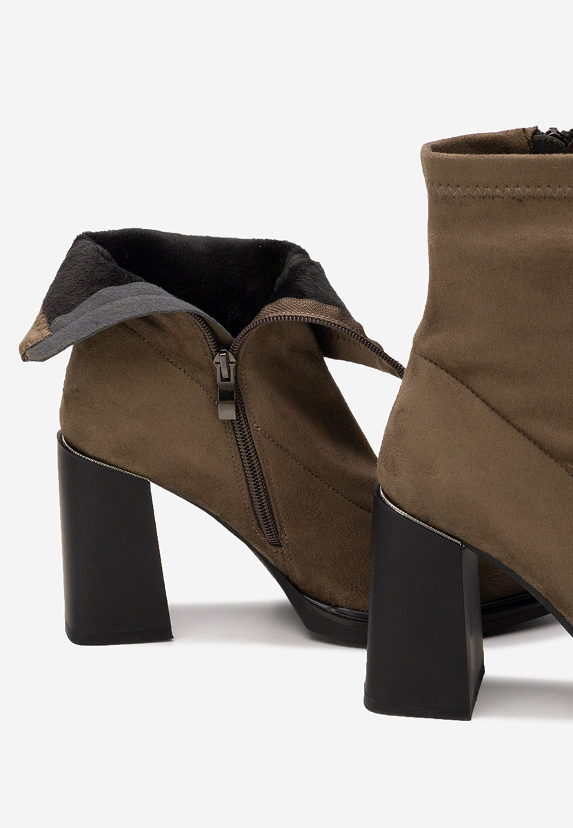 Botine cu toc gros Carisma maro