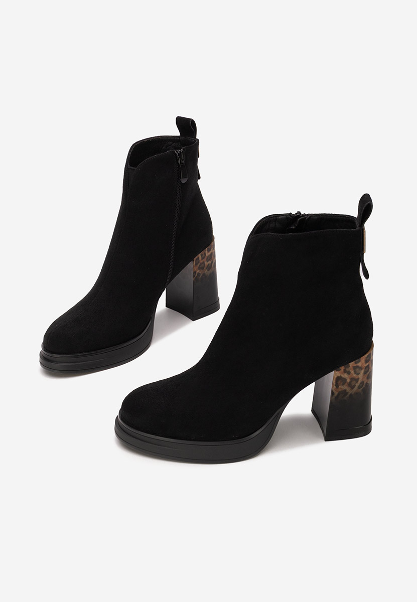 Botine cu toc gros Astonia negre